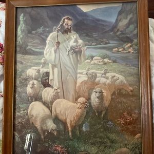 Warner Sallman 1942 Jesus Shepherd of Sheep Framed Lithograph